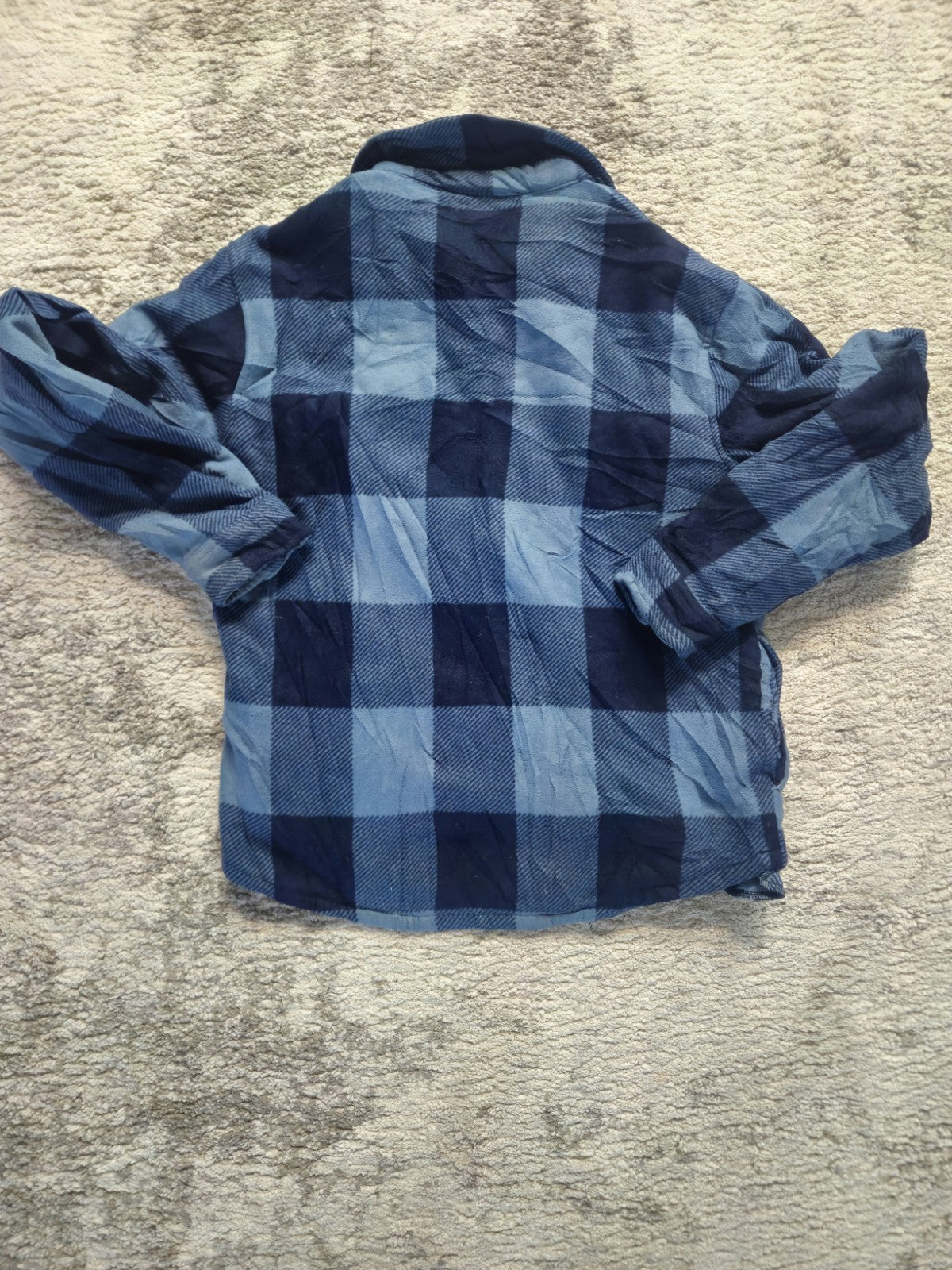 MENS OUTDOOR SHERPA BUTTON UP BLUE PLAID SHIRT SIZE LARGE