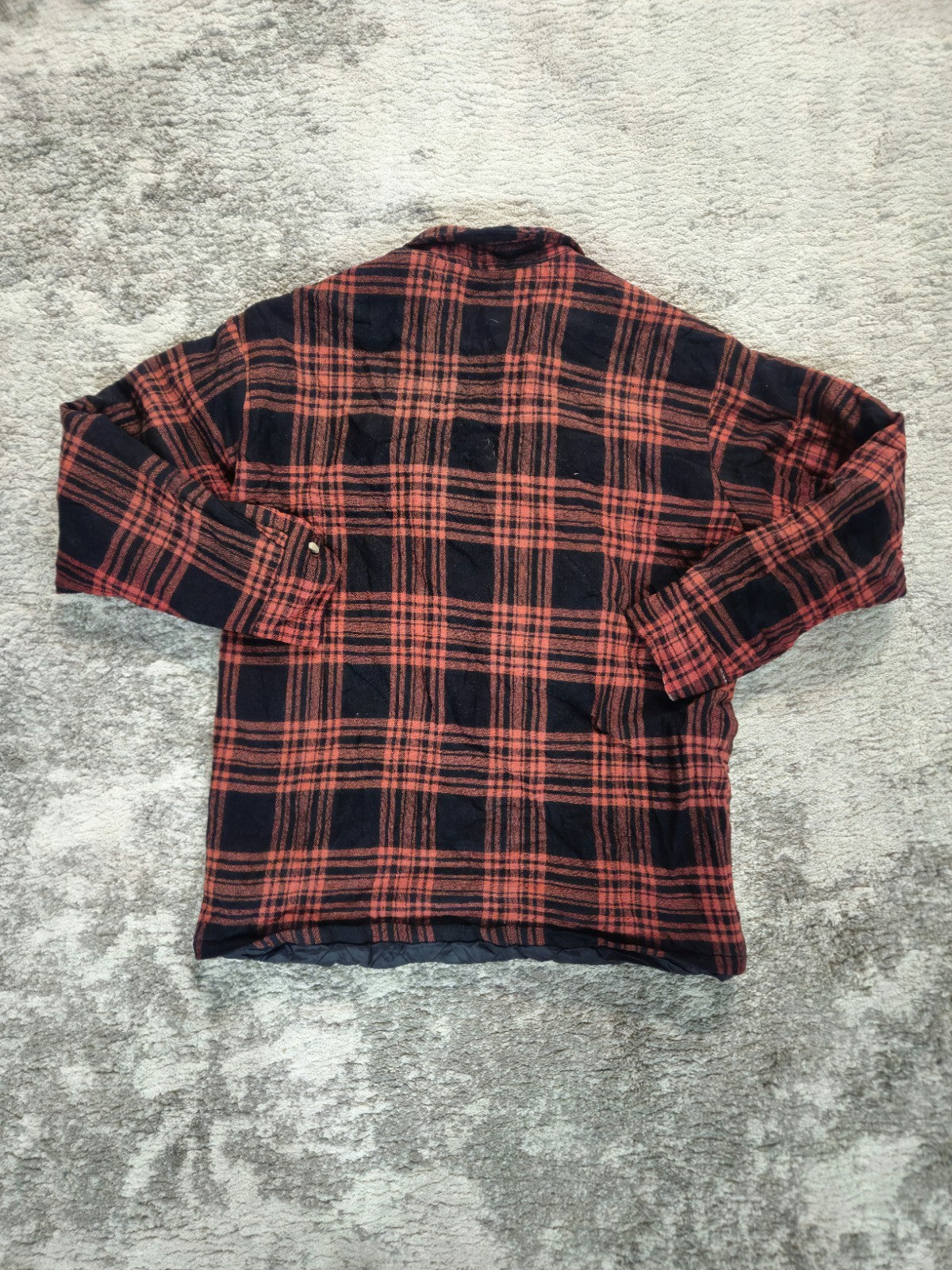 Vintage Briggs Quilted Lined Buffalo Plaid Flannel Size L Jacket Red Black