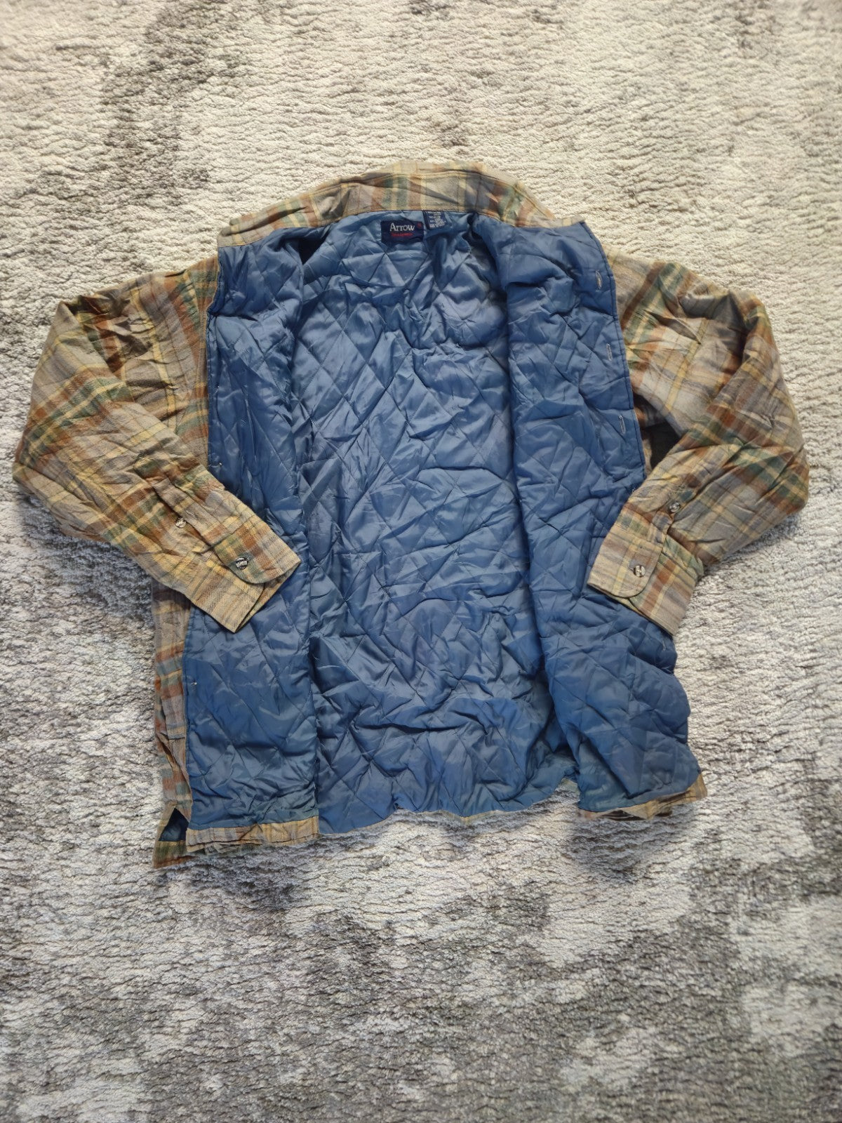 Arrow Sportswear Quilted Flannel Shirt Men's XL Check Plaid Jacket