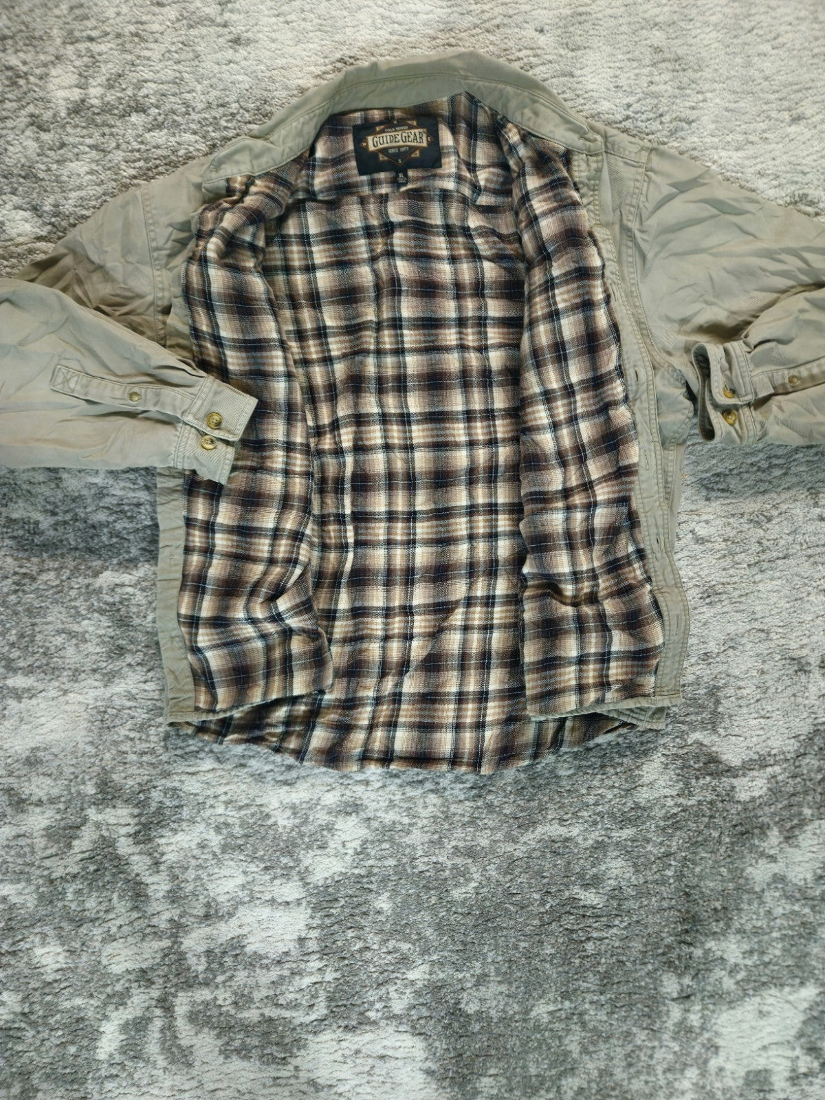 Vintage Beige Jean Trucker Jacket Insulated Guide Gear Size Men's XL Y2K