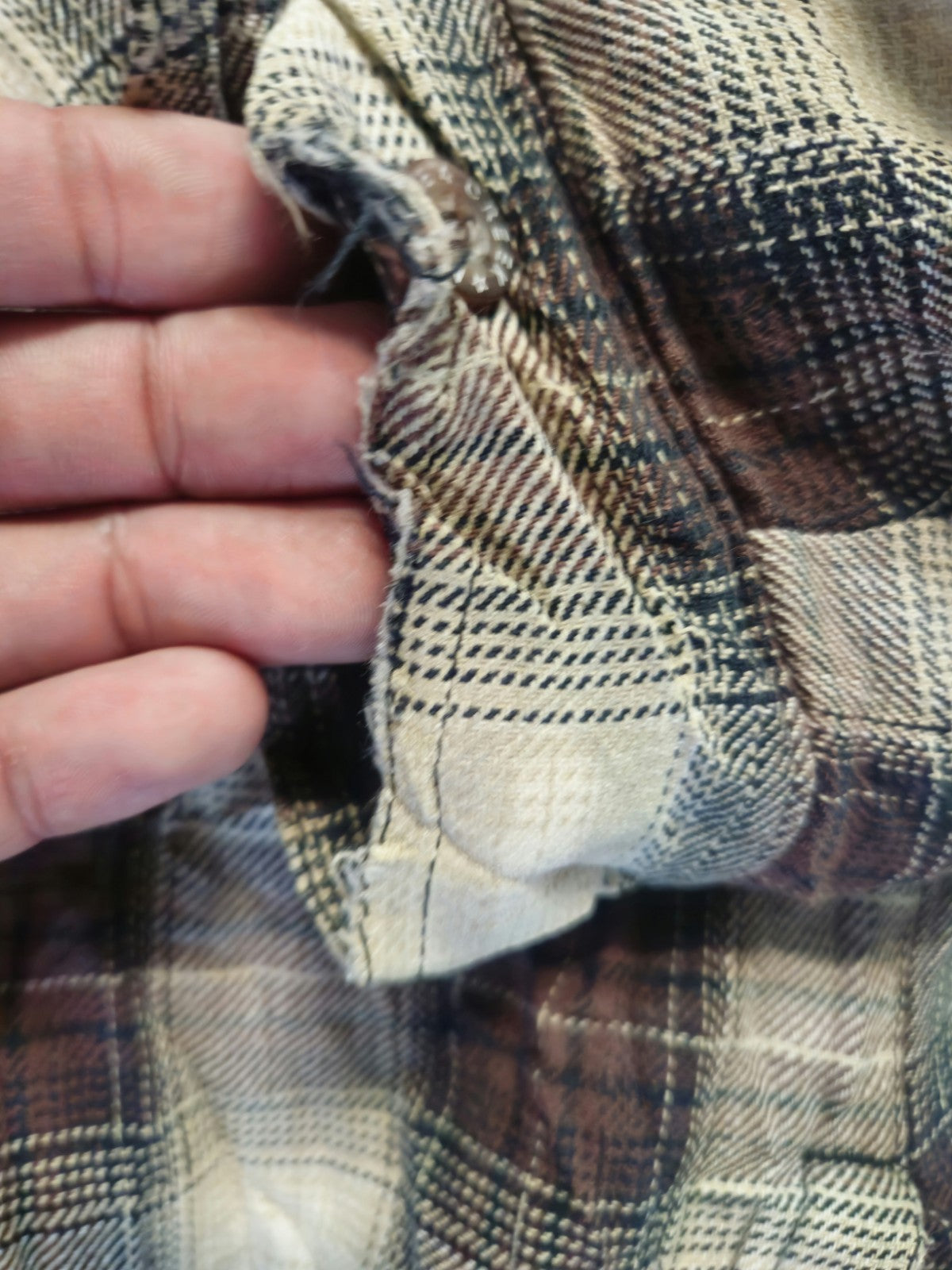 Moose Creek Mens M White/Cream Plaid Flannel Jacket Shirt THICK 100% Cotton