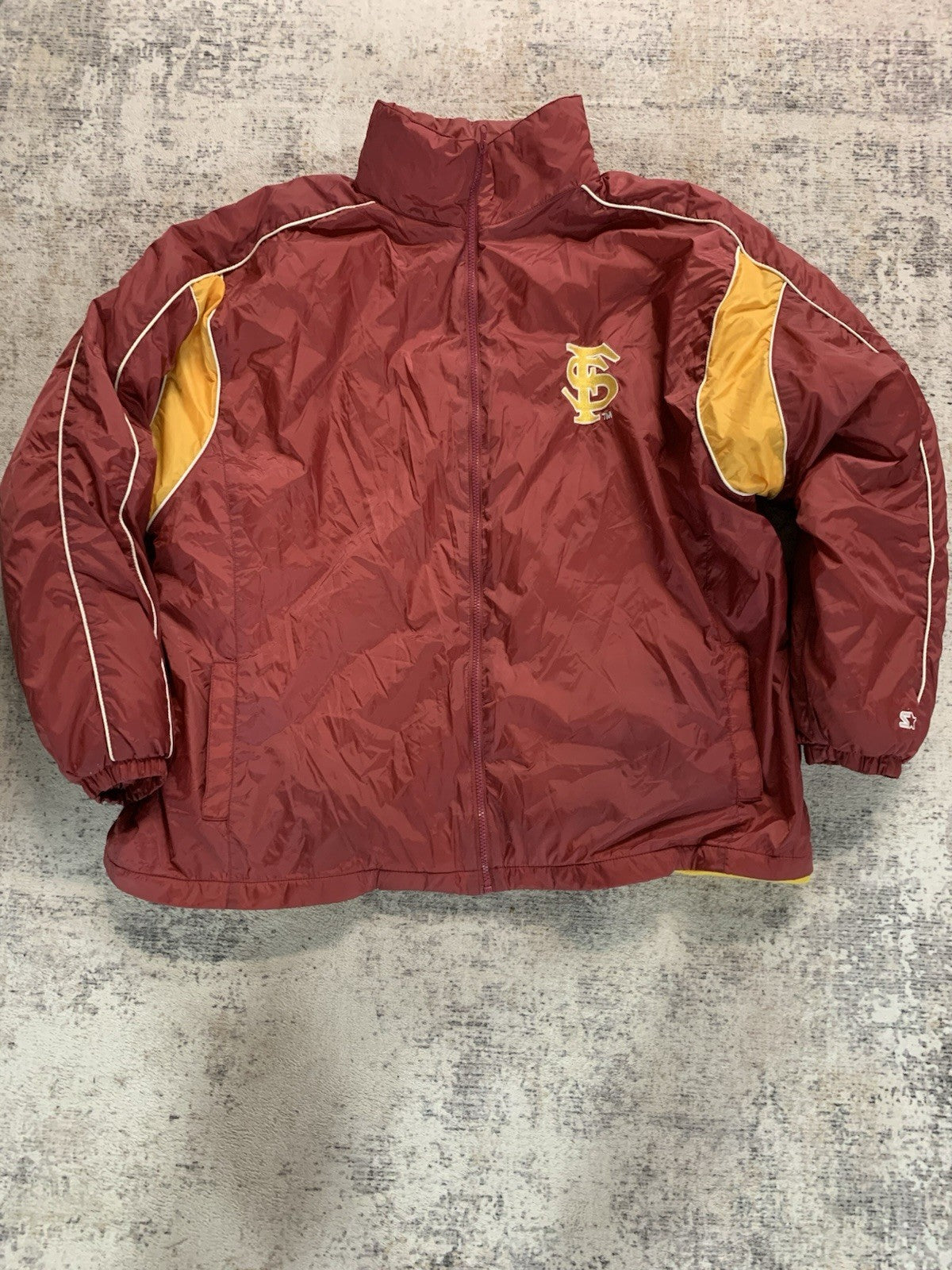 Vintage Florida State Seminoles Satin Starter Bomber 2XL Jacket With fleece