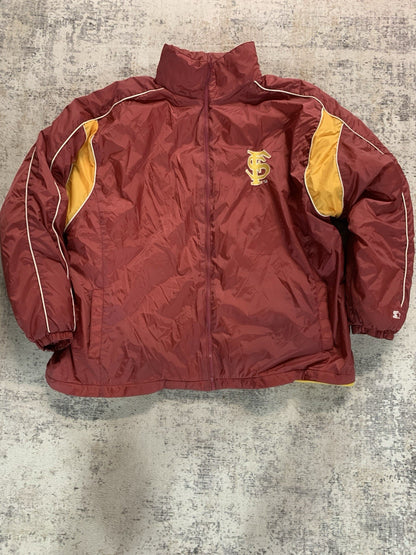 Vintage Florida State Seminoles Satin Starter Bomber 2XL Jacket With fleece