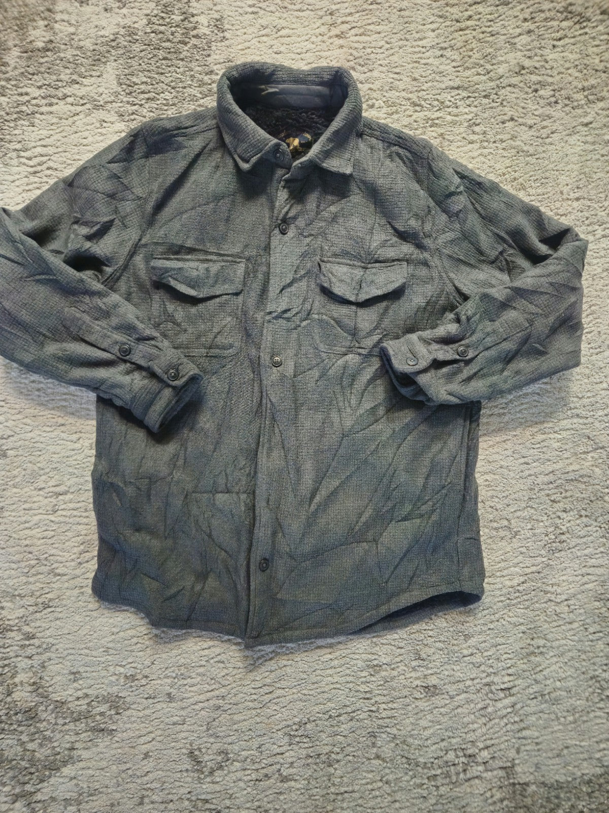 Freedom Foundry Lined Chamois Mens M Flannel Shirt GRAY Speckle Button Up