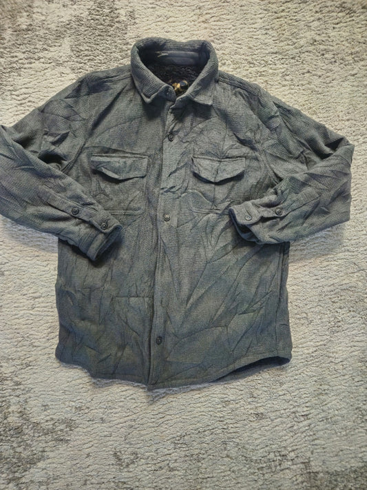 Freedom Foundry Lined Chamois Mens M Flannel Shirt GRAY Speckle Button Up