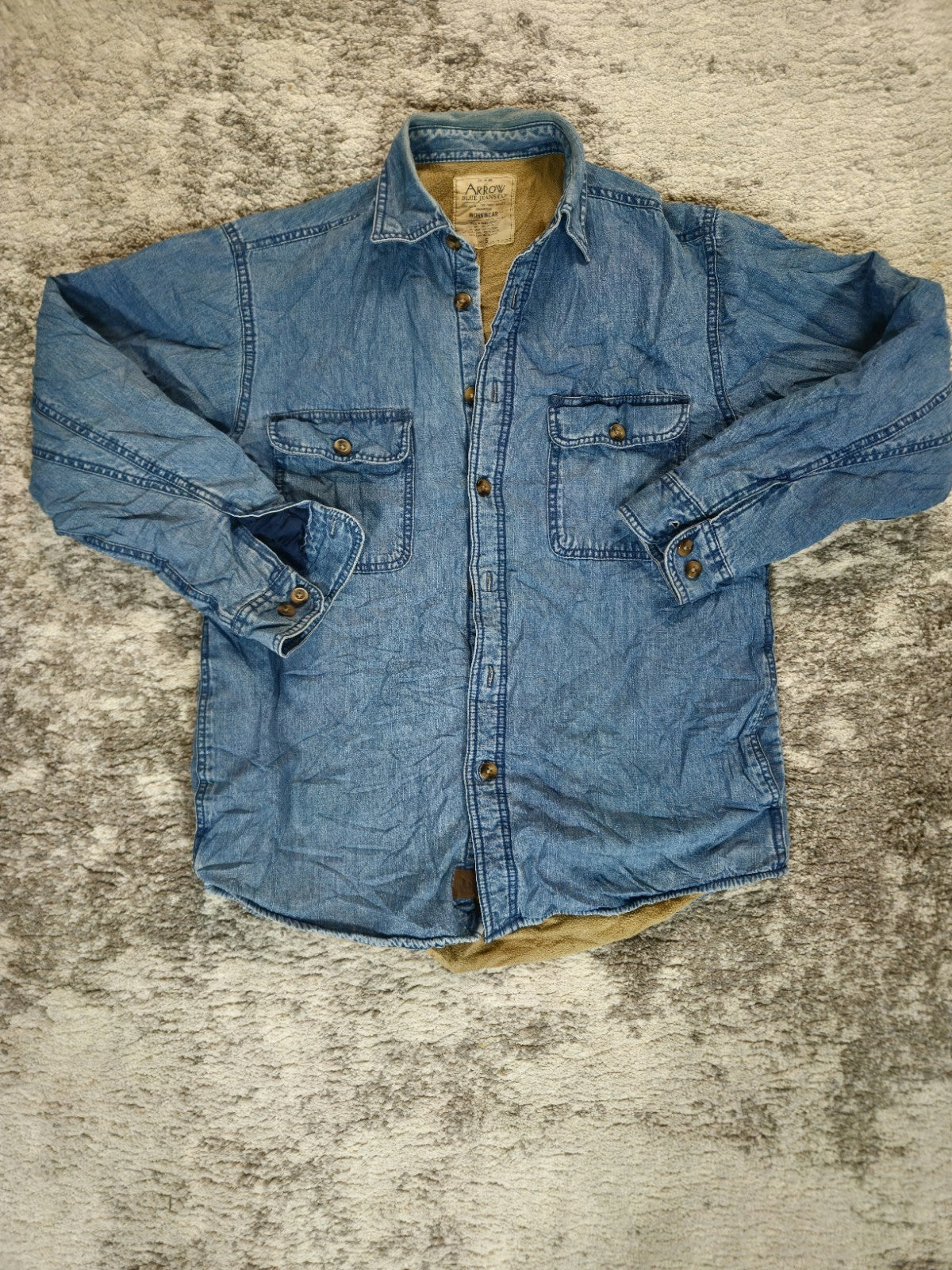 Vintage Arrow Blue Jeans Quilted Denim Flannel Jacket Size S Farm Coat