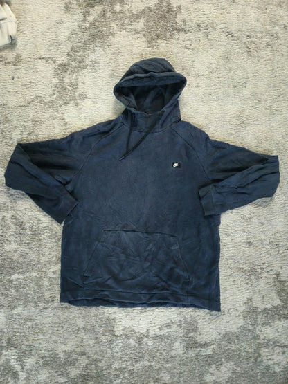 NIKE Mens Sweatshirt 2XL Navy Hoodie Spell Out Logo Swoosh Sweater
