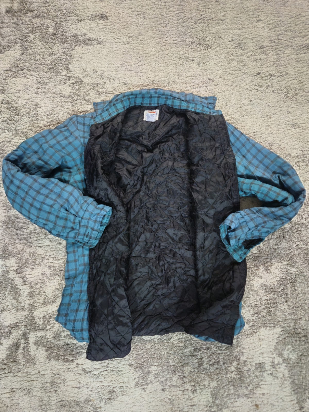 Dickies Mens M Blue Plaid Fleece Shirt Jacket Quilted Lined Flannel