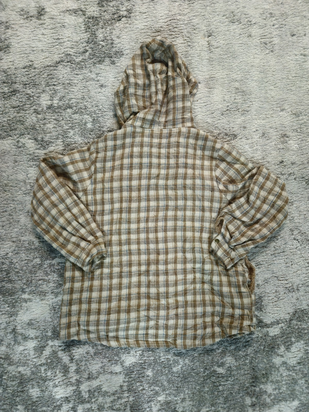 Plaid Teddy Hooded Jacket Women’s Size XL Brown Fuzzy Soft