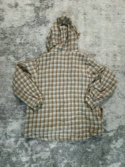 Plaid Teddy Hooded Jacket Women’s Size XL Brown Fuzzy Soft