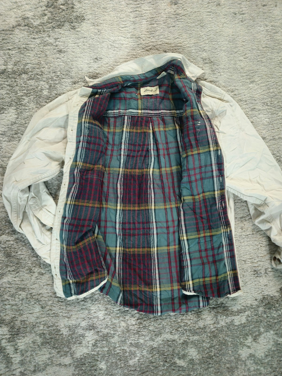  vintage Eddie Bauer flannel lined Size L shirt Made in USA 100% cotton