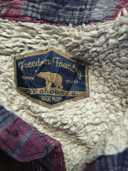 FREEDOM FOUNDRY Gorpcore Sherpa Fleece Cabincore Plaid Flannel Mens Large Jacket