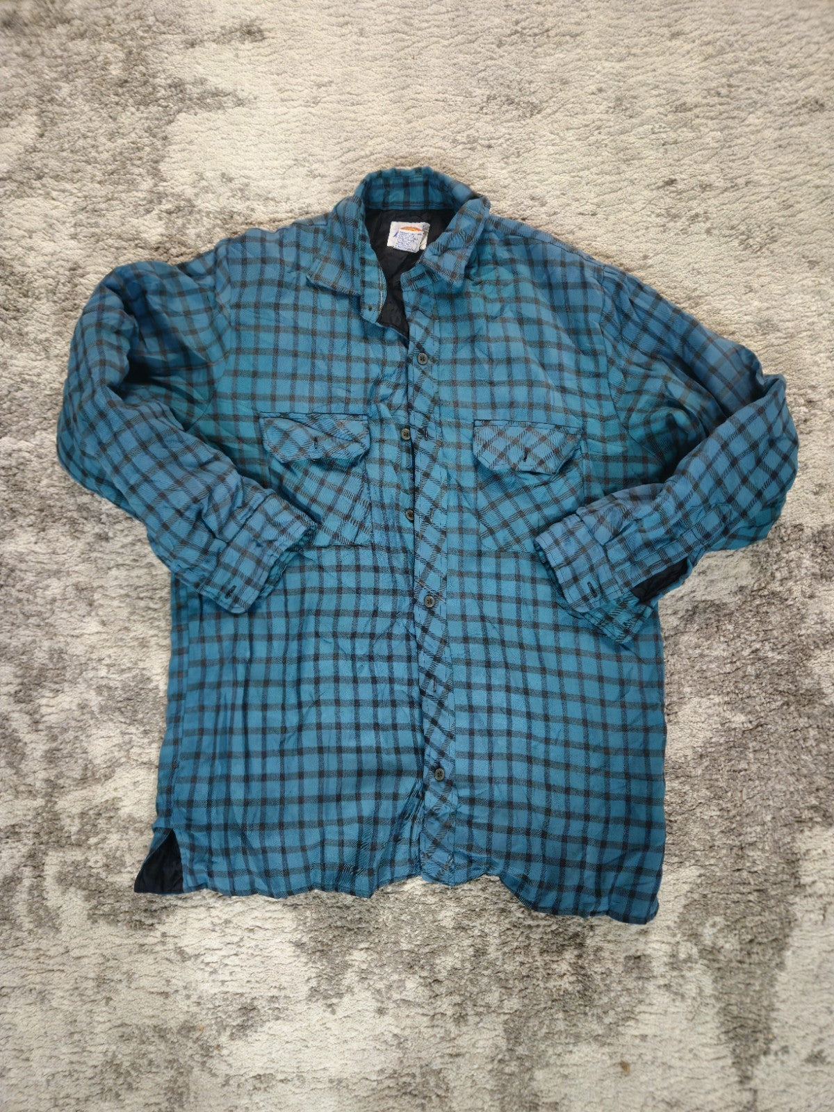 Dickies Mens M Blue Plaid Fleece Shirt Jacket Quilted Lined Flannel