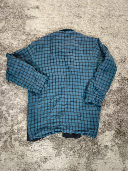 Dickies Mens M Blue Plaid Fleece Shirt Jacket Quilted Lined Flannel