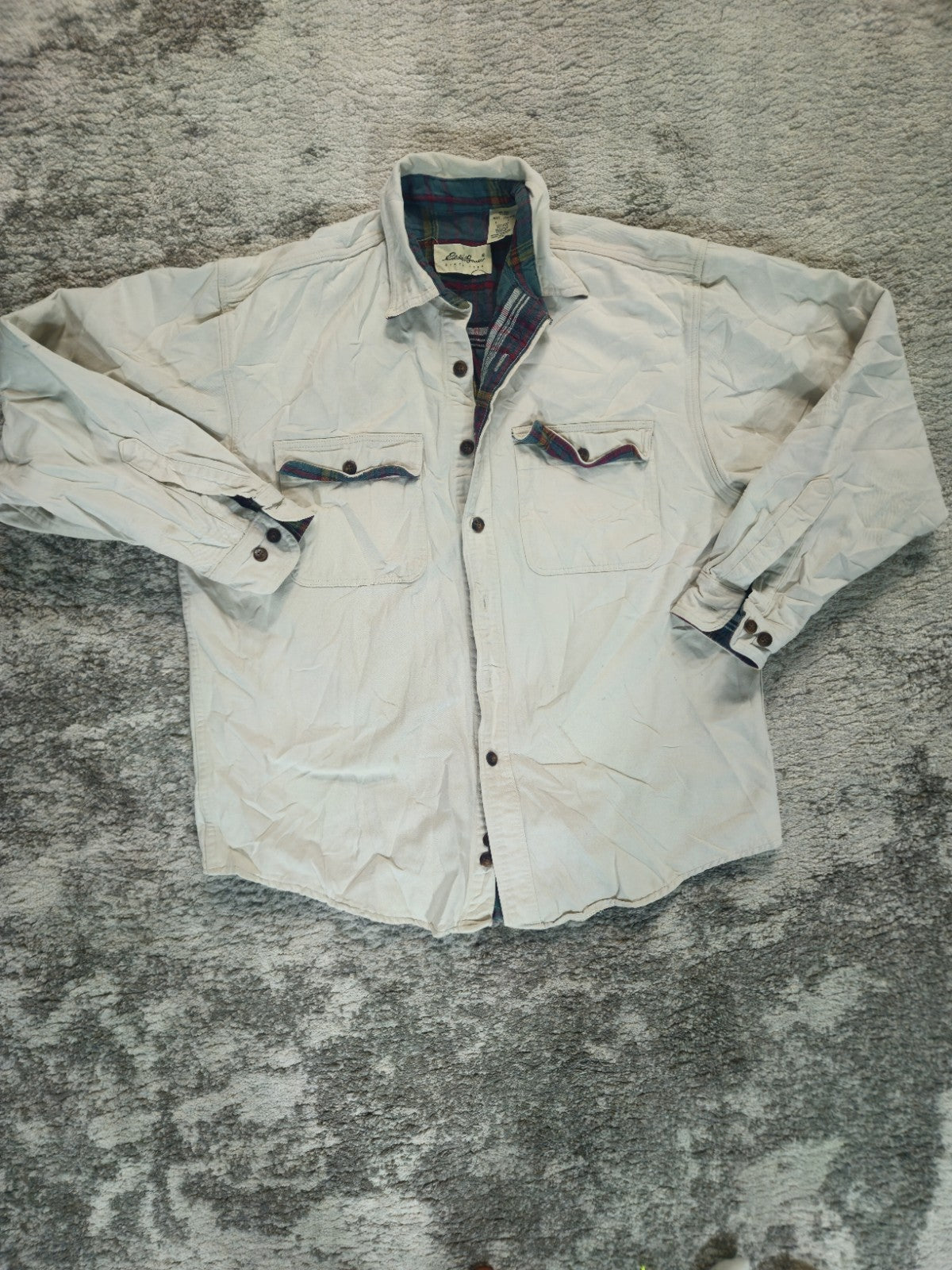  vintage Eddie Bauer flannel lined Size L shirt Made in USA 100% cotton