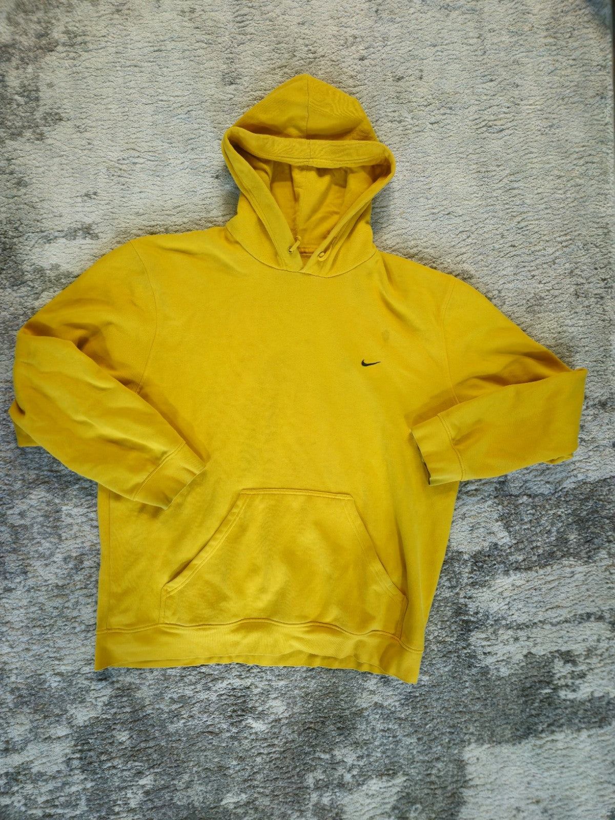 Vintage Men's Nike Embroidered Swoosh Size 2XL Hoodie Yellow Rare Mid-90s 