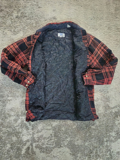 Vintage Briggs Quilted Lined Buffalo Plaid Flannel Size L Jacket Red Black