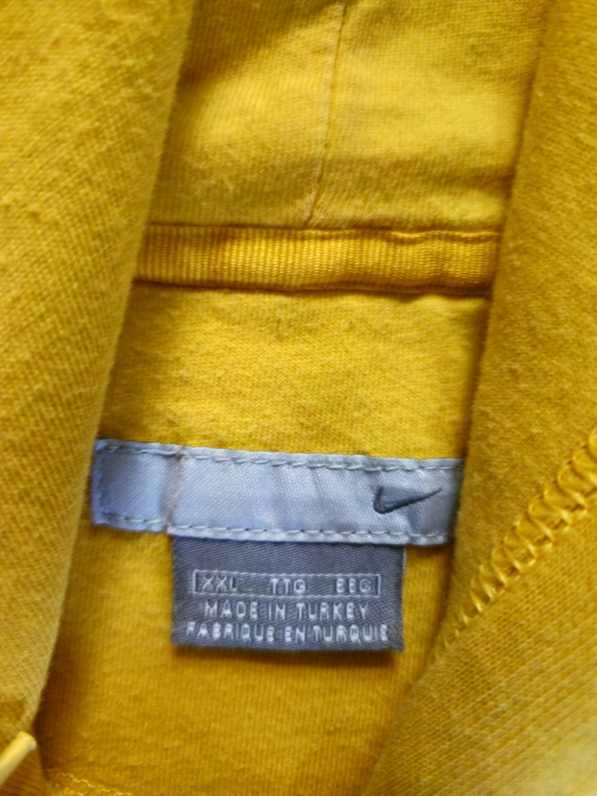 Vintage Men's Nike Embroidered Swoosh Size 2XL Hoodie Yellow Rare Mid-90s 