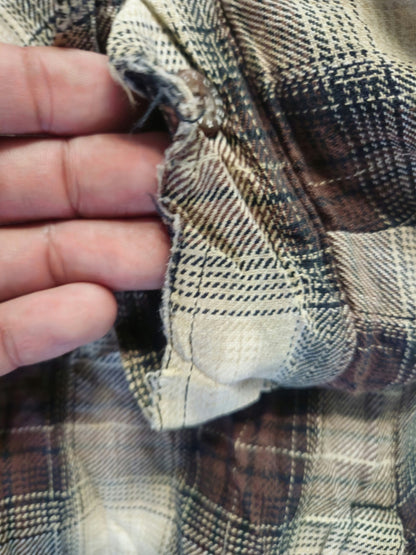 Moose Creek Mens M White/Cream Plaid Flannel Jacket Shirt THICK 100% Cotton