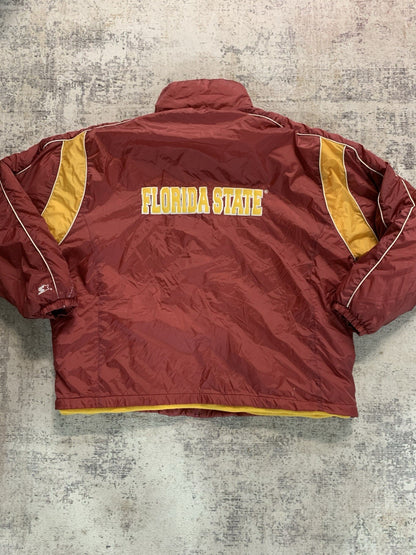 Vintage Florida State Seminoles Satin Starter Bomber 2XL Jacket With fleece