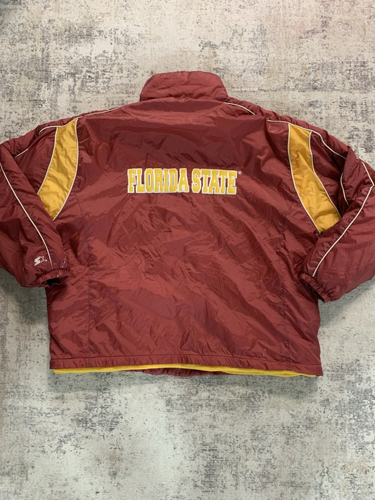 Vintage Florida State Seminoles Satin Starter Bomber 2XL Jacket With fleece