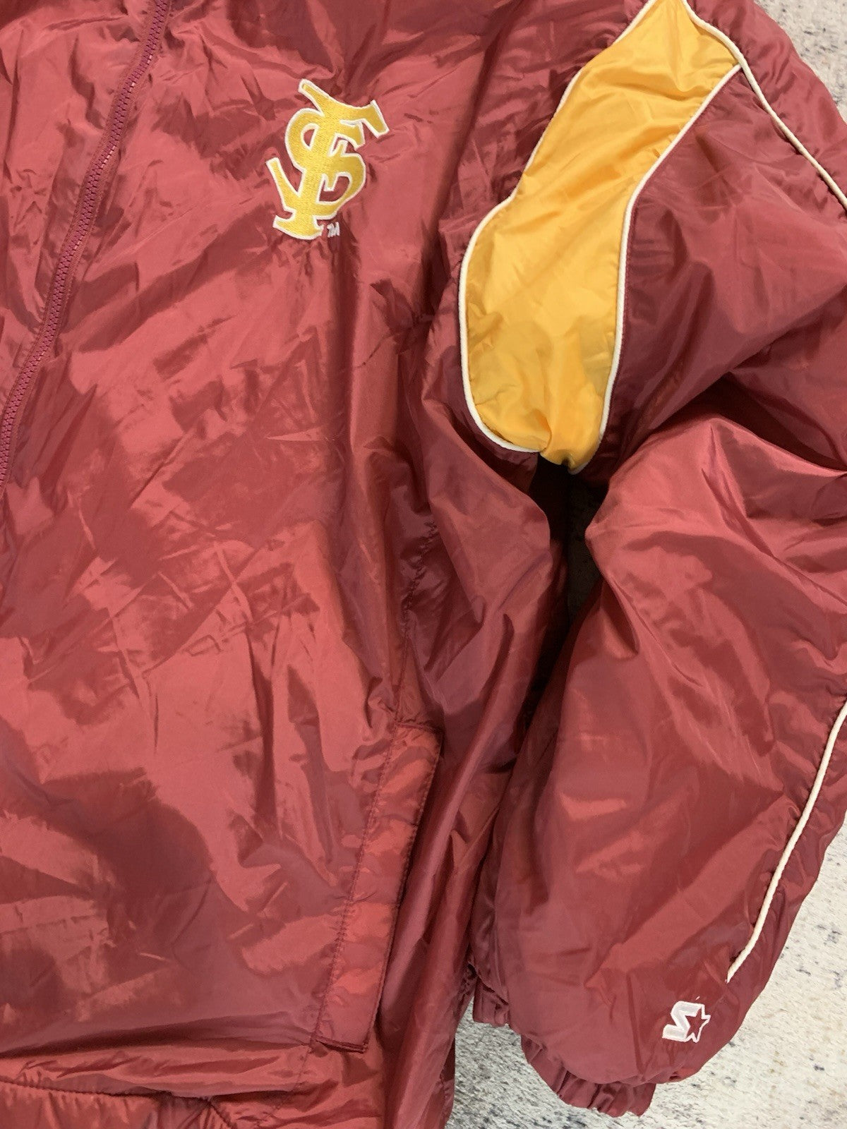 Vintage Florida State Seminoles Satin Starter Bomber 2XL Jacket With fleece