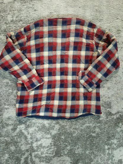 Vtg Sports Afield Flannel Shirt Jacket Quilted Lined Red Plaid Mens XL