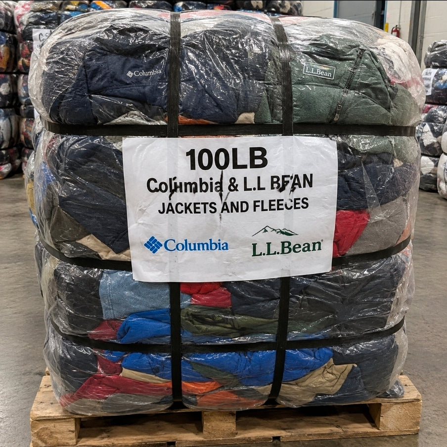 100LB Columbia & LL Bean Jackets & Fleece Wholesale Bale