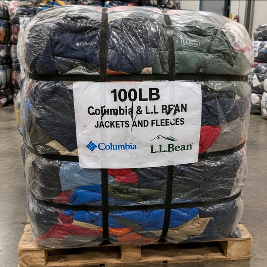 100LB Columbia & LL Bean Jackets & Fleece Wholesale Bale